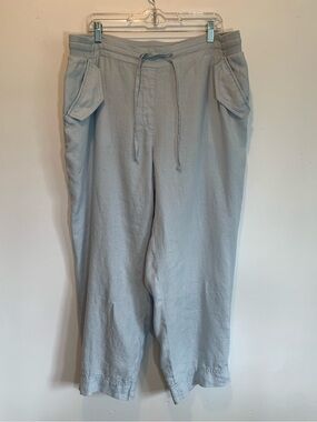 Talbots Linen Beachy Blue Pull-On Ankle Pants